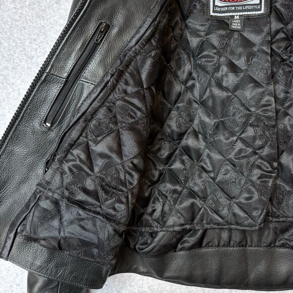 NWT River Road Women Size M Heavy Leather Zip In Liner Motorcycle Riding Jacket - Picture 4 of 13
